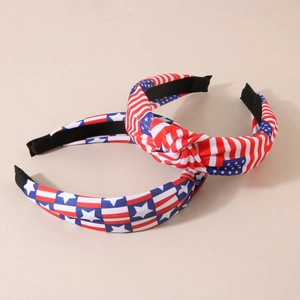 Set of two American flag knot headbands featuring classic red white stripes and blue stars