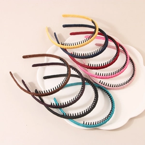 Set di 9 cerchietti colorati in raso con denti antiscivolo per acconciatura donna