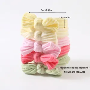 Lot de 5 bandeaux élastiques à nœuds en jaune beige rose et vert pour bébés filles