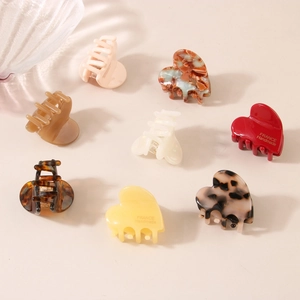 Lot de 8 mini pinces à cheveux en acétate en forme de cœur aux couleurs variées