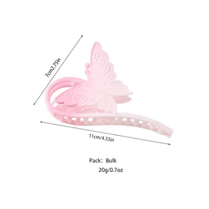 Pink gradient butterfly hair claw clip with matte finish and large size for thick hair