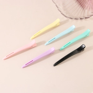 Professional non-marking hair sectioning clips in 6 macaron colors for salon styling