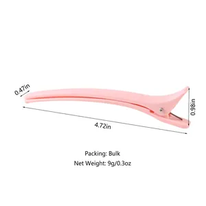 Pink professional 12cm styling hair clip with precise size measurements and dimensions