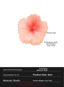 Pink gradient floral hair claw clip 8cm length made of durable plastic material