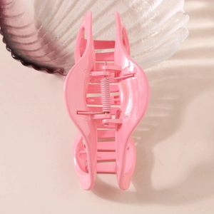 Large cherry pink wave hair claw clip with durable metal spring for thick hair styling