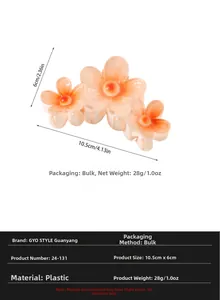Spécifications de taille pour la pince à cheveux fleur orange dégradé de 10,5 cm de long