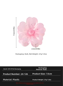 Detail der rosa Kirschblüten-Haarklammer mit 7,5 cm Größe und perlmuttartigem Harz-Finish