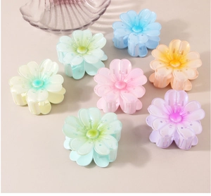 Detailansicht der bunten Blumen-Haarklammern aus hochwertigem mattem Acryl-Material