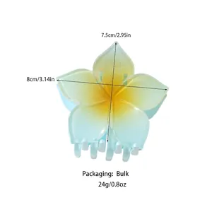 Pince à cheveux fleur de frangipanier élégante avec dégradé orange et bleu brillant