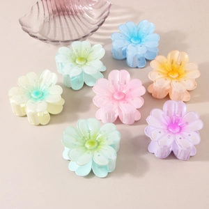 Exquisite Blüten-Haarklammern Set in lebhaften Verlaufsfarben mit mattem Blumendesign