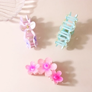Lot de pinces à cheveux florales élégantes avec dégradé rose bleu et ressort doré