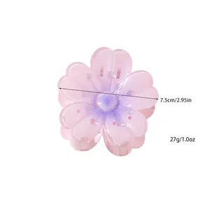 Pink gradient cherry blossom hair claw clip for women, size 7.5cm and weight 27g