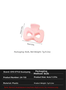 Pink butterfly hair claw clip detail showing dimensions 4cm x 3.5cm and matte texture