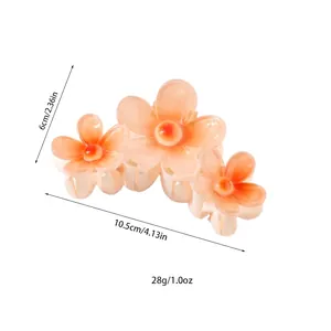 Pince à cheveux florale avec 3 fleurs rose dégradé en acrylique translucide