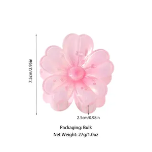 Exquisite rosa durchscheinende Kirschblüten Haarklammer mit Kleeblatt-Design für Damen