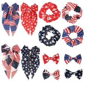 American Flag Bow Hair Clip Stars and Stripes Scrunchie Patriotic Independence Day Hair Accessories For Women Party Headwear