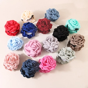 Large fabric flower hair claw clips set in 13 colors for elegant styling and hair buns