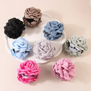 Large fabric flower hair claw clips in multiple colors for stylish women's updos