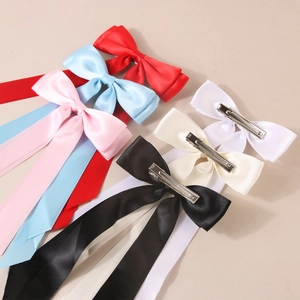 Eleganter 4 cm doppelseitiger Satin-Schleifen-Haarclip in verschiedenen Farben für Damen