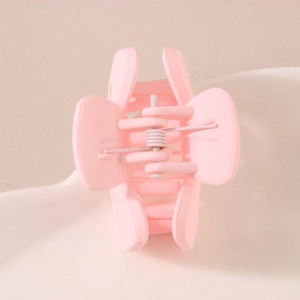 Exquisite pink flower hair claw clip with matte finish and durable metal spring
