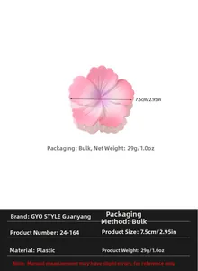 Detail view of 7.5cm gradient pink cherry blossom hair claw clip with size measurements