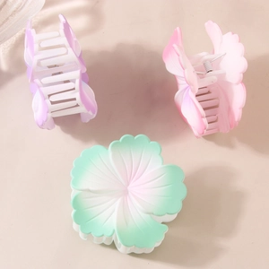 Matte gradient flower hair claws in purple, pink and green macaron colors