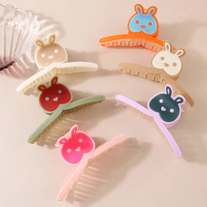 Lot de 6 pinces à cheveux lapin en mat avec diverses couleurs contrastées vibrantes