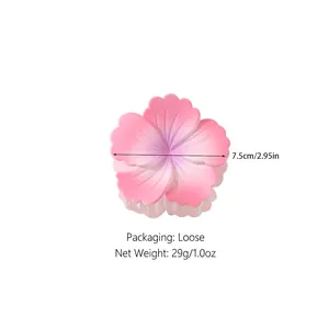 Matte gradient flower hair claw clip for women, size 7.5cm pink and white floral hair clamp
