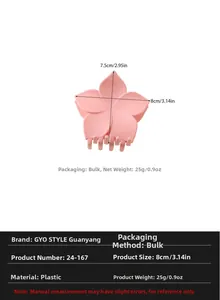 Detailansicht der 8 cm rosa mattierten Blumenhaarklammer mit Maßen und Gewicht