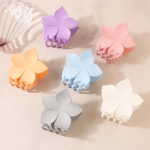 6er-Set matte Blumen-Haarklammern in Morandi-Farben wie Rosa Blau und Weiß für Damen