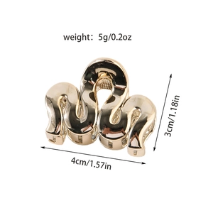 Polished gold metal hair claw clip for women, measuring 4cm x 3cm and weighing 5g