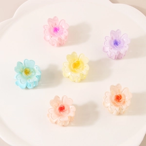 Pince à Cheveux Forme de Fleur Dégradé Macaron Doux Pour Femmes Pétale de Cœur Pince Requin en Plastique Accessoires