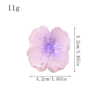 Lavender flower hair claw clip with gradient petals for high ponytail, size 4.2cm and 11g