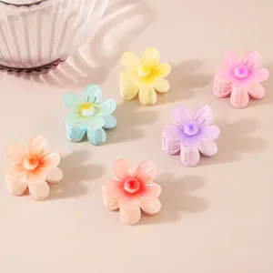 Pince à Cheveux Fleur Style Français Petite Élégante en PS Peint Couleurs Macaron pour Femmes Accessoires de Coiffure de Vacances