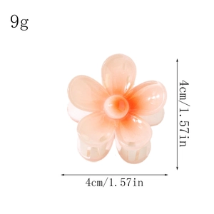 Pince à cheveux fleur rose pêche 4cm petite griffe en résine translucide pour chignon