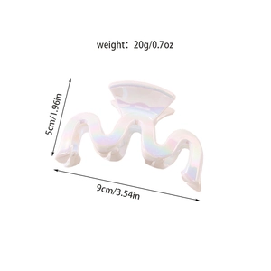 Pince à cheveux nacrée irisée en forme de vague, 9cm par 5cm pour femmes