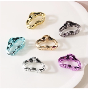 Set di 6 pinze per capelli in metallo colorato con design a onde e finitura lucida