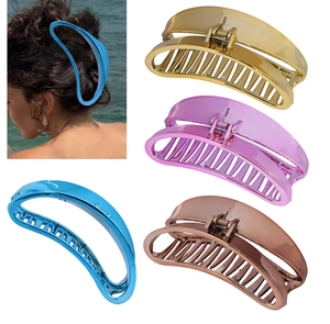 Large metallic shark hair clips set featuring four glossy colors with strong metal spring