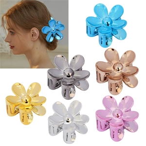 Molla per Capelli a Forma di Fiore Metallico per Donna Stile Francese Finitura Opaca Antiscivolo Elegante Accessori per Capelli Floreali