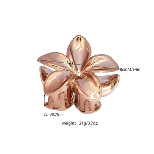 Pince à cheveux fleur or rose de 8 cm de diamètre avec finition miroir pour femme