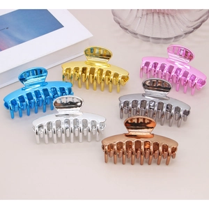 Set of six metallic vintage hair claws in gold, silver, and rose gold for women