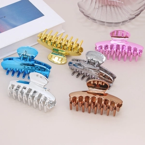 Vintage metal hair claw clips set in six colors for elegant updos and hairstyles