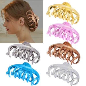 Large Geometric Hair Claw Clip Electroplated Plastic Shark Clip For Thick Hair Women Fashion Styling Headwear Accessory