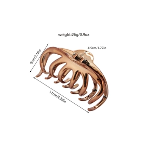 Elegant rose gold geometric hair claw clip for thick hair with 11cm large size dimensions
