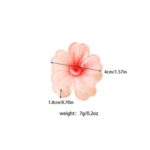 Pince à cheveux fleur de cerisier rose dégradé avec mesures de taille précises