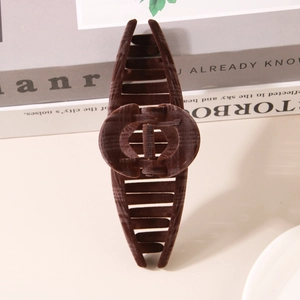 Brown velvet hair claw clip for thick hair stylish large matte finish hair accessories