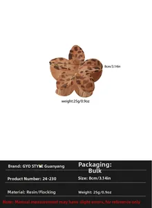 Specifiche dimensionali per la molletta a fiore da 8cm con floccaggio leopardato