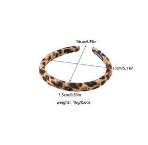 Detailed dimensions of the leopard print vintage fabric headband with 16cm outer diameter