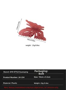 Détail de la pince à cheveux papillon rose poudré avec dimensions et infos sur le poids