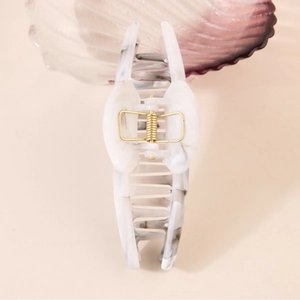 Elegant large marble acrylic shark hair claw clip for women's sophisticated styling